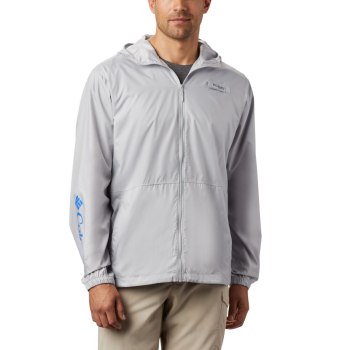 Columbia PFG Three Streams Windbreaker, Chamarras Grises Para Hombre | 217358-LGS